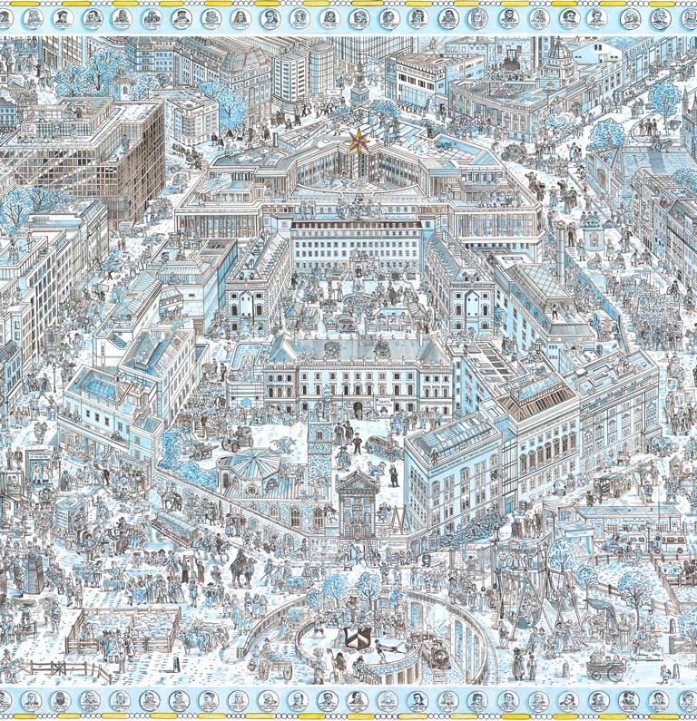 Adam Dant’s drawing 900 Years in 900 Stories – available as a limited edition print