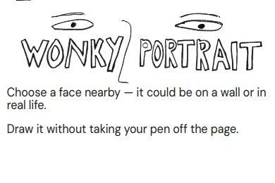 Illustration of eyes and a nose with the text 'Wonky Portrait'